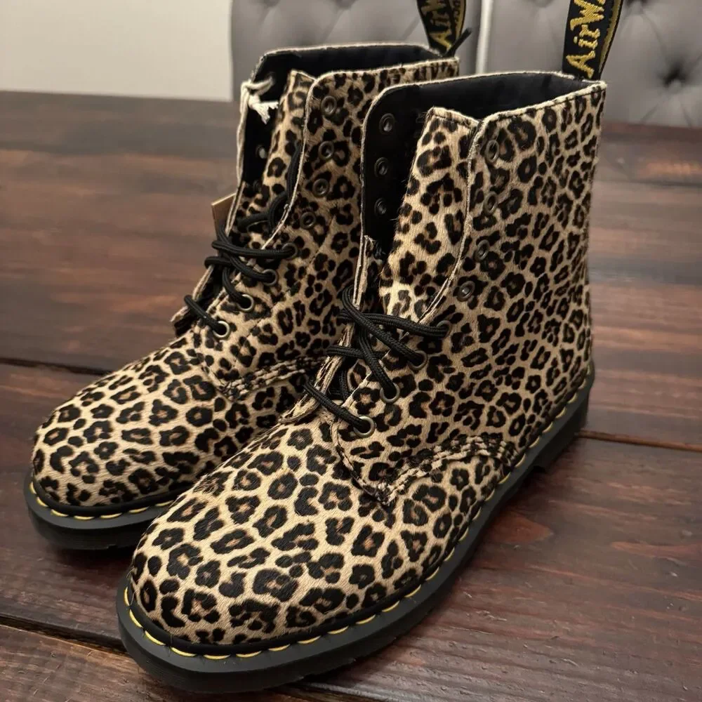 Dr Martens 1460 Pascal Leopard Hair On Leather Boots